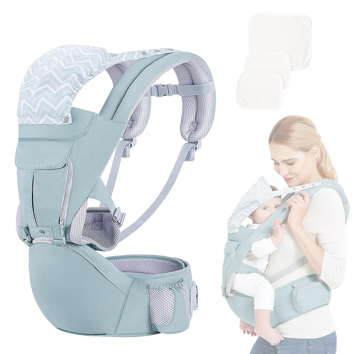 SNOWIE SOFT 6 in 1 Baby Carrier with Lumbar Support for Baby with Pockets and Bib, 360 All-Position Baby Wrap Carrier Front and Back Backpack Carrier for Newborn Infant Toddler Unerder 30kg SNOWIE SOFT 6 in 1 Baby Carrier with Lumbar Support for Baby with Pockets and Bib, 360 All-Position Baby Wrap Carrier Front and Back Backpack Carrier for Newborn Infant Toddler Unerder 30kg